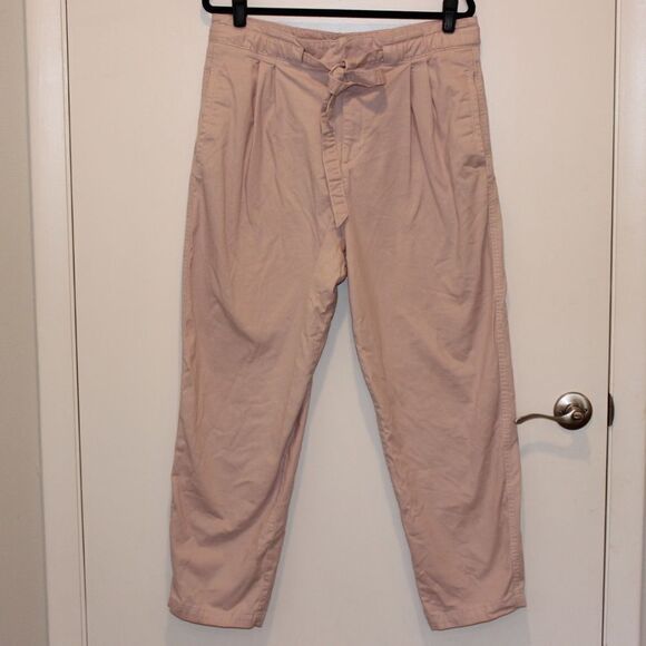 Mango Cotton Pleated Trousers, Pastel Pink
 Women Size 14 - Picture 3 of 11